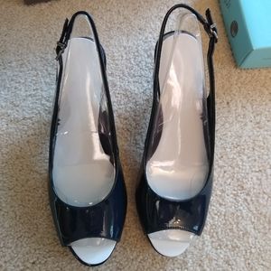 Lifestride flex navy peep toe heels 7.5
